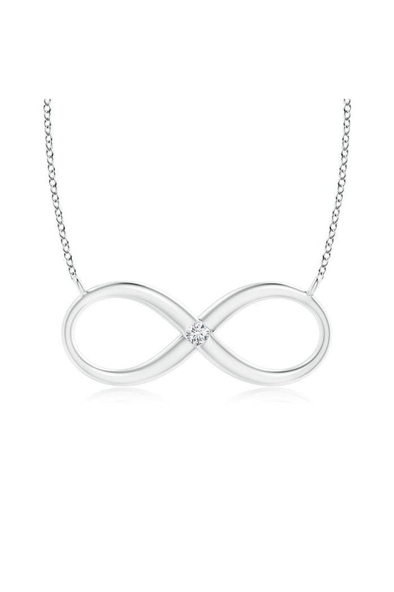 Lab Grown Sideways Infinity Necklace with Gypsy Diamond for Women in 14K White Gold (Size-2mm| Color-F-G| Clarity-VS) | Anniversary, Jewelry Gift for Women | Lab-Grown Diamond Necklace