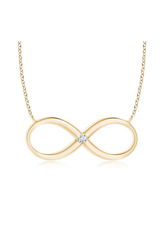 Lab Grown Sideways Infinity Necklace with Gypsy Diamond for Women in 14K Yellow Gold (Size-2mm| Color-F-G| Clarity-VS) | Anniversary, Jewelry Gift for Women | Lab-Grown Diamond Necklace