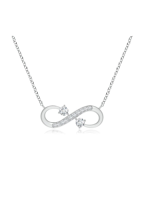 Lab Grown Sideways Infinity Diamond Necklace for Women in 14K White Gold (Size-2.8mm| Color-F-G| Clarity-VS) | Anniversary, Jewelry Gift for Women | Lab-Grown Diamond Necklace