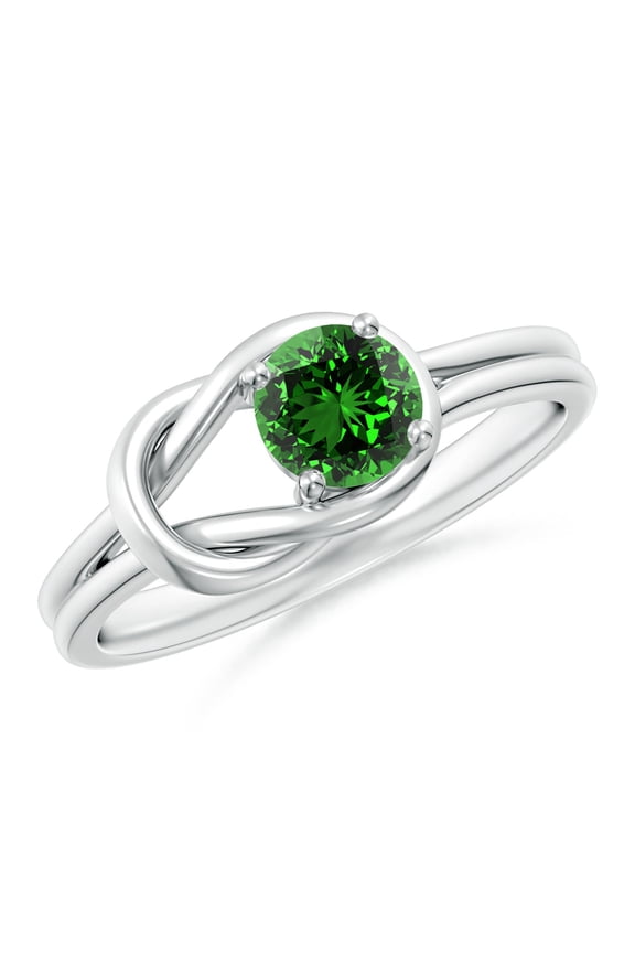 Solitaire Lab Grown Emerald Infinity Knot Engagement Ring in 14K White Gold for Women (Size-5mm) | May Birthstone, Birthday, Anniversary, Jewelry Gift for Women | Lab Grown Emerald Ring