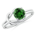 thumbnail image 1 of ANGARA Solitaire Lab Grown 1.2 Ct Emerald Infinity Knot Engagement Ring for Women in 14K White Gold (Size-7mm) | May Birthstone, Birthday, Anniversary, Jewelry Gift for Women | Lab-Grown Emerald Ring, 1 of 7