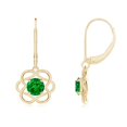 thumbnail image 1 of ANGARA Lab Grown Solitaire Emerald Intertwined Flower Dangle Earrings for Women in 14K Yellow Gold (Size-5mm) | May Birthstone, Anniversary, Jewelry Gift for Women | Lab-Grown Emerald Earrings, 1 of 5