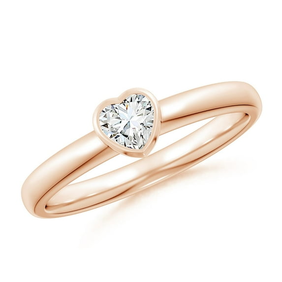 ANGARA Lab Grown Solitaire Heart Diamond Promise Ring for Women in 14K Rose Gold (Size-4mm| Color-F-G| Clarity-VS) | April Birthstone, Anniversary, Jewelry Gift for Women | Lab-Grown Diamond Ring