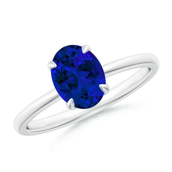 ANGARA Lab Grown 1.55 Ct Solitaire Blue Sapphire Engagement Ring for Women in 14K White Gold (Size-8x6mm) | September Birthstone, Anniversary, Jewelry Gift for Women | Lab-Grown Blue Sapphire Ring