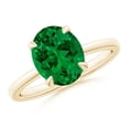 thumbnail image 1 of ANGARA Lab Grown 2.25 Ct Solitaire Oval Emerald Classic Engagement Ring for Women in 14K Yellow Gold (Size-10x8mm) | May Birthstone, Anniversary, Jewelry Gift for Women | Lab-Grown Emerald Ring, 1 of 9