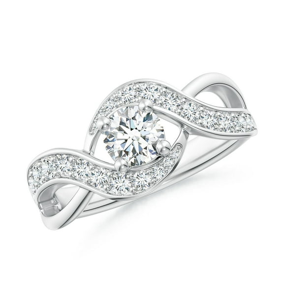 ANGARA Lab Grown Solitaire Round Diamond Infinity Promise Ring for Women in 14K White Gold (Size-5.1mm | 0.5 ct) | April Birthstone Jewelry for Her | Lab-Grown Diamond Engagement Rings