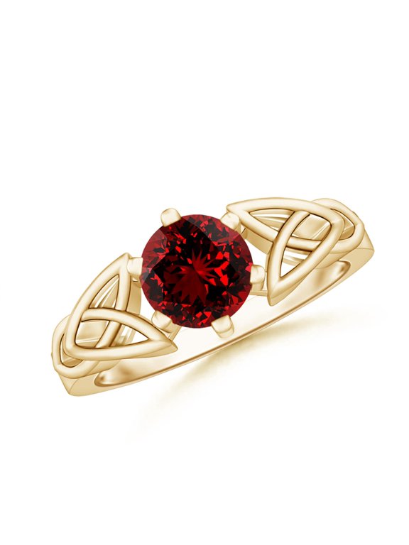 Solitaire Round Lab Grown 1.4 Ct Ruby Celtic Knot Engagement Ring for Women in 14K Yellow Gold (Size-7mm) | July Birthstone, Birthday, Anniversary, Jewelry Gift for Women | Lab-Grown Ruby Ring