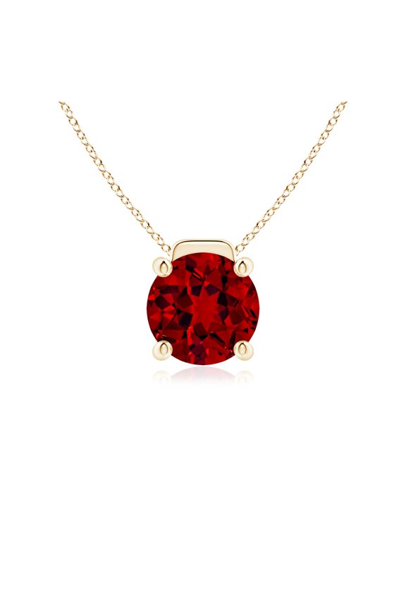 Lab Grown 3.57 Ct Solitaire Round Ruby Floating Pendant for Women in 14K Yellow Gold (Size-9mm) | July Birthstone, Birthday, Anniversary, Jewelry Gift for Women | Lab-Grown Ruby Necklace