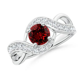 ANGARA Lab Grown 1 Ct Solitaire Round Ruby Infinity Promise Ring for Women in 925 Sterling Silver (Size-6mm) | July Birthstone, Birthday, Anniversary, Jewelry Gift for Women | Lab-Grown Ruby Ring