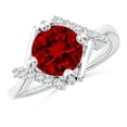 thumbnail image 1 of ANGARA Lab Grown 2.1 Ct Solitaire Ruby Bypass Promise Ring with Lab Diamond Accents for Women in 14K White Gold (Size-8mm) | July Birthstone, Anniversary, Jewelry Gift for Women | Lab-Grown Ruby Ring, 1 of 8