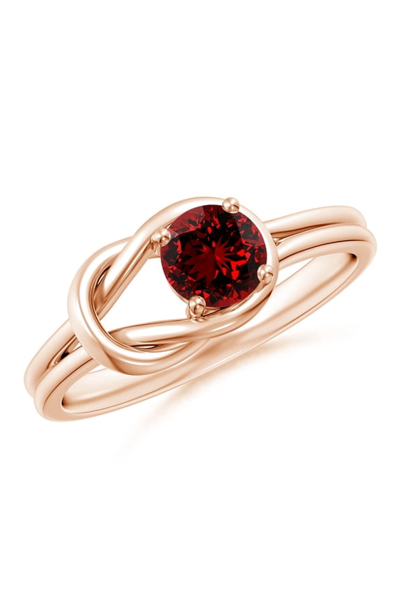 Lab Grown Solitaire Ruby Infinity Knot Ring in 14K Rose Gold for Women (Size-5mm) | July Birthstone, Birthday, Anniversary, Jewelry Gift for Women | Lab Grown Ruby Ring