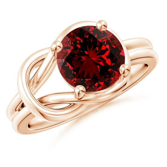 ANGARA Lab Grown 3.57 Ct Solitaire Ruby Infinity Knot Ring for Women in 14K Rose Gold (Size-9mm) | July Birthstone, Birthday, Anniversary, Jewelry Gift for Women | Lab-Grown Ruby Ring