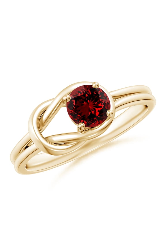 Lab Grown Solitaire Ruby Infinity Knot Ring for Women in 14K Yellow Gold (Size-5mm) | July Birthstone, Birthday, Anniversary, Jewelry Gift for Women | Lab-Grown Ruby Ring