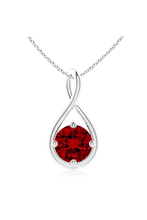 Lab Grown 3.57 Ct Solitaire Ruby Twist Bale Pendant for Women in 14K White Gold (Size-9mm) | July Birthstone, Birthday, Anniversary, Jewelry Gift for Women | Lab-Grown Ruby Necklace