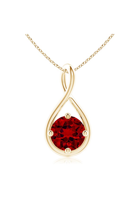 Lab Grown Solitaire Ruby Twist Bale Pendant for Women in 14K Yellow Gold (Size-9mm | 3.57 ct) | July Birthstone Jewelry for Her | Lab-Grown Ruby Pendant