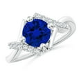 thumbnail image 1 of ANGARA Lab Grown 1.6 Ct Sapphire Bypass Promise Ring with Lab Diamond for Women in 14K White Gold (Size-7mm) | September Birthstone, Anniversary, Jewelry Gift for Women | Lab-Grown Blue Sapphire Ring, 1 of 8