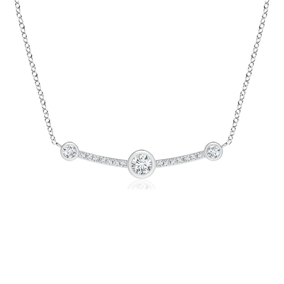 ANGARA Lab Grown Spaced Out Diamond Curved Bar Pendant for Women in 14K White Gold (Size-3.1mm| Color-F-G| Clarity-VS) | Anniversary, Jewelry Gift for Women | Lab-Grown Diamond Necklace