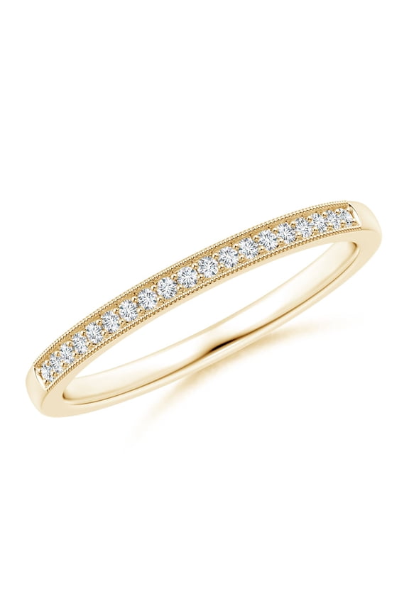 Lab Grown Stackable Diamond Wedding Ring for Women in 14K Yellow Gold (Size-1mm| Color-F-G| Clarity-VS) | April Birthstone, Anniversary, Jewelry Gift for Women | Lab-Grown Diamond Ring
