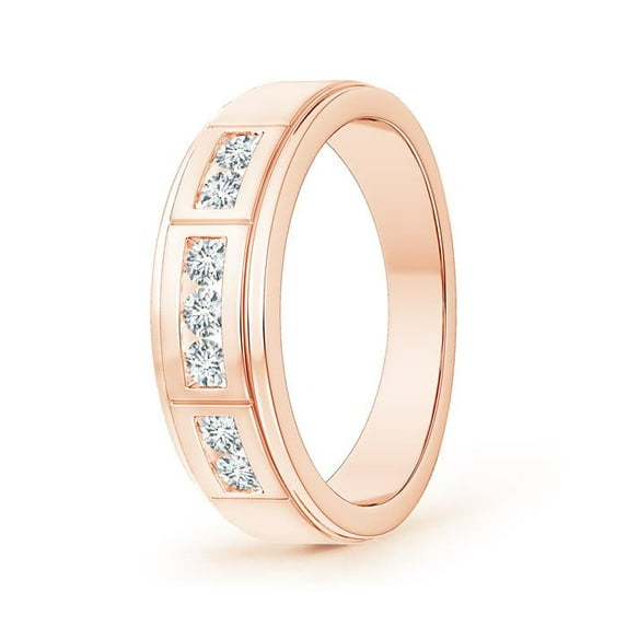 ANGARA Lab Grown Step-Edged Diamond Men's Wedding Ring for Women in 14K Rose Gold (Size-2.5mm| Color-F-G| Clarity-VS) | April Birthstone, Anniversary, Jewelry Gift for Women | Lab-Grown Diamond Ring