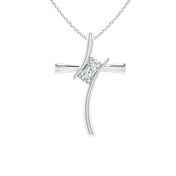 ANGARA Lab Grown Diamond Bypass Cross Pendant for Women in 14K White Gold (Size-2.7mm| Color-F-G| Clarity-VS) | April Birthstone, Anniversary, Jewelry Gift for Women | Lab-Grown Diamond Necklace