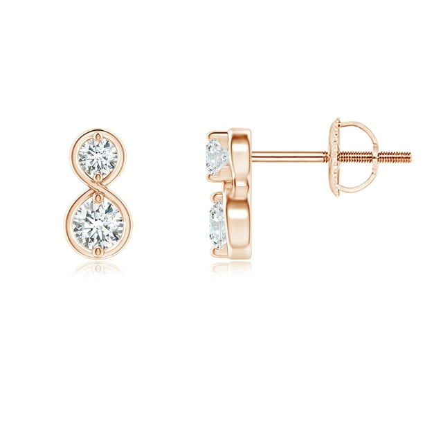 ANGARA Lab Grown Two Stone Diamond Infinity Earrings for Women in 14K Rose Gold (Size-2.9mm| Color-F-G| Clarity-VS) | April Birthstone, Anniversary Jewelry Gift for Women | Lab-Grown Diamond Earrings