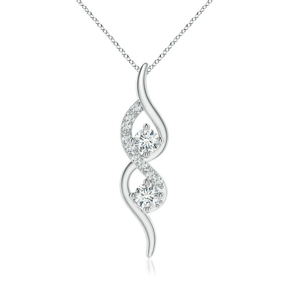 ANGARA Lab Grown Two Stone Diamond Swirl Pendant for Women in 14K White Gold (Size-3.3mm | 0.27 ct) | April Birthstone Jewelry for Her | Lab-Grown Diamond Pendant