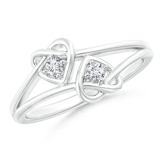 ANGARA Lab Grown Two Stone Diamond Twin Heart Knot Ring for Women in 14K White Gold (Size-2.3mm| Color-F-G| Clarity-VS) | April Birthstone, Anniversary Jewelry Gift for Women | Lab-Grown Diamond Ring