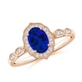 thumbnail image 1 of ANGARA Lab Grown Blue Sapphire Ornate Engagement Ring in 14K Rose Gold for Women (Size-7x5mm) | September Birthstone, Anniversary, Jewelry Gift for Women | Lab Grown Blue Sapphire Ring, 1 of 8
