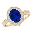 thumbnail image 1 of ANGARA Lab Grown 2 Ct Blue Sapphire Ornate Engagement Ring for Women in 14K Yellow Gold (Size-9x7mm) | September Birthstone, Anniversary, Jewelry Gift for Women | Lab-Grown Blue Sapphire Ring, 1 of 8