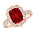 thumbnail image 1 of ANGARA Lab Grown Vintage Inspired Cushion Rectangular Ruby Ornate Engagement Ring for Women in 14K Rose Gold (Size-9x7mm) | July Birthstone, Anniversary, Jewelry Gift for Women | Lab-Grown Ruby Ring, 1 of 8