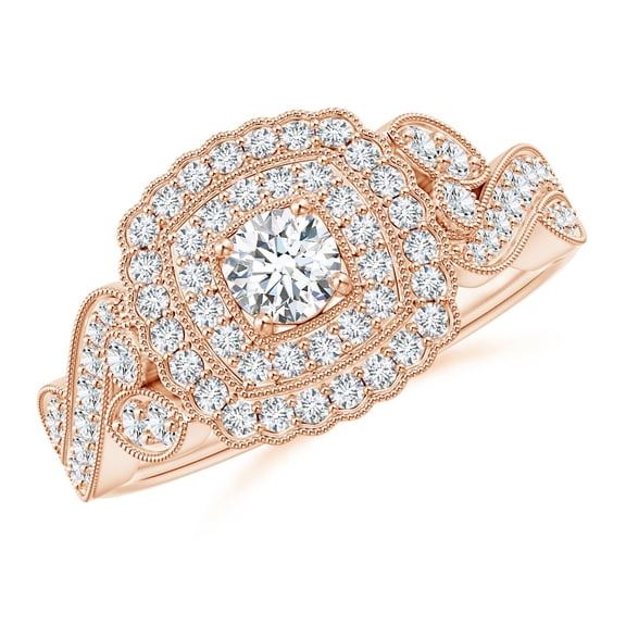 ANGARA Lab Grown Diamond Engagement Ring for Women in 14K Rose Gold (Size-3.4mm| Color-F-G| Clarity-VS) | April Birthstone, Anniversary, Jewelry Gift for Women | Lab-Grown Diamond Ring