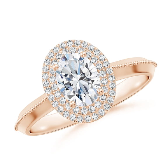 ANGARA Lab Grown Diamond Engagement Ring in 14K Rose Gold for Women (Size-7x5mm| Color-F-G| Clarity-VS) | April Birthstone, Anniversary, Jewelry Gift for Women | Lab Grown Diamond Ring