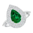 thumbnail image 1 of ANGARA Lab Grown 1.5 Ct Vintage Inspired Pear Emerald Double Engagement Ring for Women in 14K White Gold (Size-9x7mm) | May Birthstone, Anniversary, Jewelry Gift for Women | Lab-Grown Emerald Ring, 1 of 8