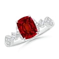 thumbnail image 1 of ANGARA Lab Grown Cushion Rectangular Ruby Engagement Ring with Leaf Motifs for Women in 14K White Gold (Size-8x6mm) | July Birthstone, Anniversary, Jewelry Gift for Women | Lab-Grown Ruby Ring, 1 of 8