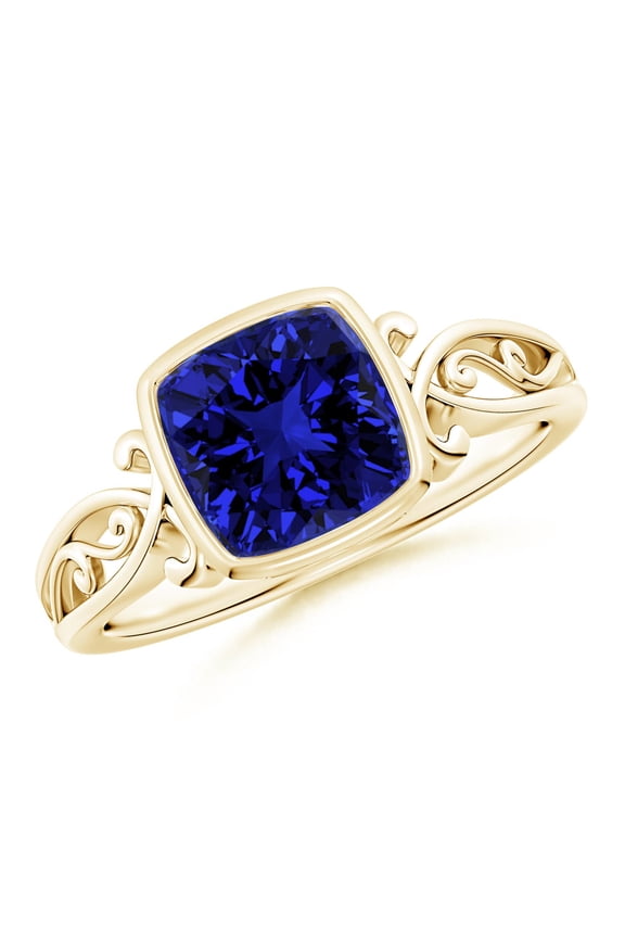 Lab Grown 1.6 Ct Cushion Sapphire Solitaire Ring for Women in 14K Yellow Gold (Size-7mm) | September Birthstone, Anniversary, Jewelry Gift for Women | Lab-Grown Blue Sapphire Ring