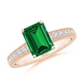thumbnail image 1 of ANGARA Lab Grown 1.5 Ct Vintage Style Emerald-Cut Emerald Engagement Ring for Women in 14K Rose Gold (Size-8x6mm) | May Birthstone, Anniversary, Jewelry Gift for Women | Lab-Grown Emerald Ring, 1 of 8