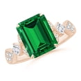 thumbnail image 1 of ANGARA Lab Grown 2.85 Ct Vintage Style Emerald Engagement Ring with Leaf Motifs for Women in 14K Rose Gold (Size-10x8mm) | May Birthstone, Anniversary, Jewelry Gift for Women | Lab-Grown Emerald Ring, 1 of 8