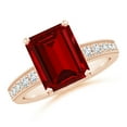 thumbnail image 1 of ANGARA Lab Grown 4 Ct Vintage Style Emerald-Cut Ruby Engagement Ring with Accents for Women in 14K Rose Gold (Size-10x8mm) | July Birthstone, Anniversary, Jewelry Gift for Women | Lab-Grown Ruby Ring, 1 of 8