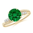 thumbnail image 1 of ANGARA Lab Grown 1.75 Ct Vintage Style Emerald Bypass Shank Engagement Ring for Women in 14K Yellow Gold (Size-8mm) | May Birthstone, Anniversary, Jewelry Gift for Women | Lab-Grown Emerald Ring, 1 of 8
