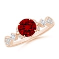 thumbnail image 1 of ANGARA Lab Grown 1.2 Ct Vintage Style Round Ruby Engagement Ring with Leaf Motifs in 14K Rose Gold for Women (Size-6.5mm) | July Birthstone, Anniversary, Jewelry Gift for Women | Lab Grown Ruby Ring, 1 of 7