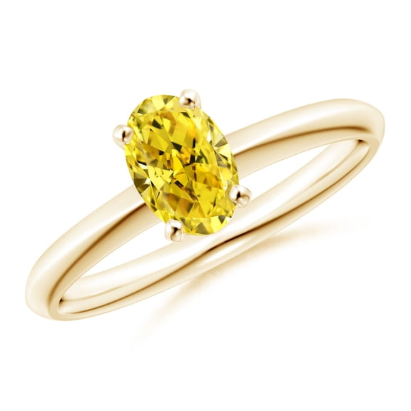 ANGARA Lab Grown Yellow Diamond Engagement Ring for Women in 14K Yellow Gold (Size-7x5mm| Clarity-VS) | April Birthstone, Anniversary, Jewelry Gift for Women | Lab-Grown Yellow Diamond Ring
