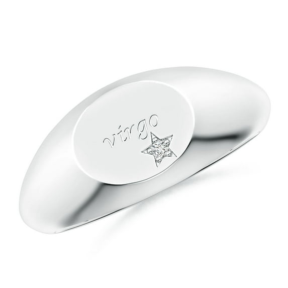 ANGARA Natural Diamond Virgo Signet Ring in 14K White Gold for Women (Size-1.3mm| Color-H| Clarity-SI2) | April Birthstone, Birthday, Anniversary, Jewelry Gift for Women | Natural Diamond Ring