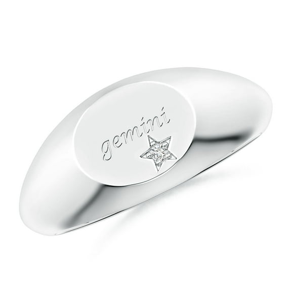 ANGARA Natural Diamond Gemini Signet Ring in 14K White Gold for Women (Size-1.3mm| Color-H| Clarity-SI2) | April Birthstone, Birthday, Anniversary, Jewelry Gift for Women | Natural Diamond Ring