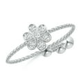 thumbnail image 1 of ANGARA Natural Bezel and Diamond Flower Bolo Ring in 14K White Gold for Women (Size-1.3mm| Color-G| Clarity-VS2) | April Birthstone, Anniversary, Jewelry Gift for Women | Natural Diamond Ring, 1 of 9
