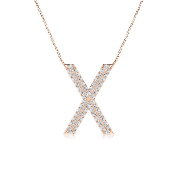 ANGARA Natural 0.01 Ct. Diamond Initials Pendant Necklace in 14K Rose Gold for Women with 18 Inch Chain
