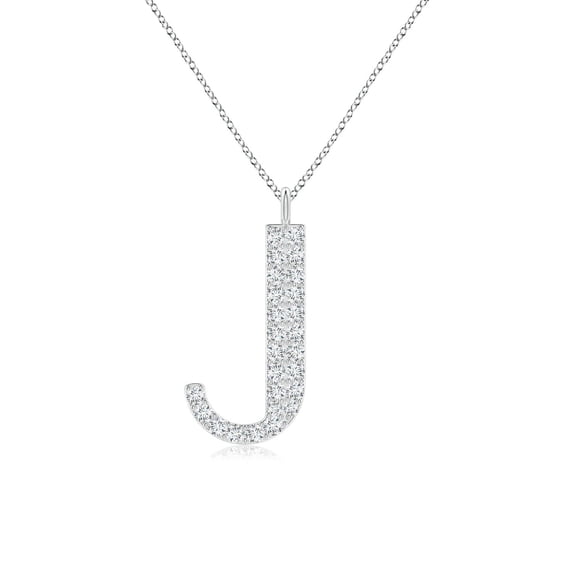 ANGARA Natural Diamond Capital "J" Initial Pendant in 14K White Gold for Women (Size-1.3mm| Color-G| Clarity-VS2) | April Birthstone, Anniversary, Jewelry Gift for Women | Natural Diamond Necklace
