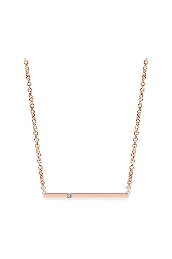 Natural Solitaire Diamond Bar Pendant Necklace in 14K Rose Gold for Women (Size-1.7mm| Color-K| Clarity-I3) | April Birthstone, Anniversary, Jewelry Gift for Women | Natural Diamond Necklace