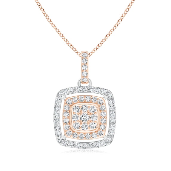 ANGARA Natural 0.02 Ct. Diamond Halo Pendant Necklace in 14K Rose & White Gold for Women with 18 Inch Chain