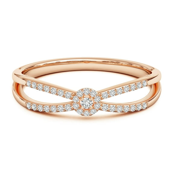 ANGARA Natural Diamond Cluster Split Shank Promise Ring in 14K Rose Gold for Women (Size-1.6mm| Color-H| Clarity-SI2) | April Birthstone, Anniversary, Jewelry Gift for Women | Natural Diamond Ring