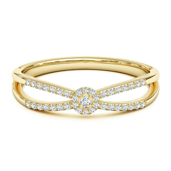 ANGARA Natural Diamond Cluster Split Shank Promise Ring in 14K Yellow Gold for Women (Size-1.6mm| Color-G| Clarity-VS2) | April Birthstone, Anniversary, Jewelry Gift for Women | Natural Diamond Ring